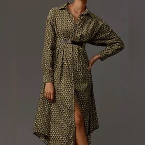 Anthropologie belted corduroy midi shirt dress NWT A0020